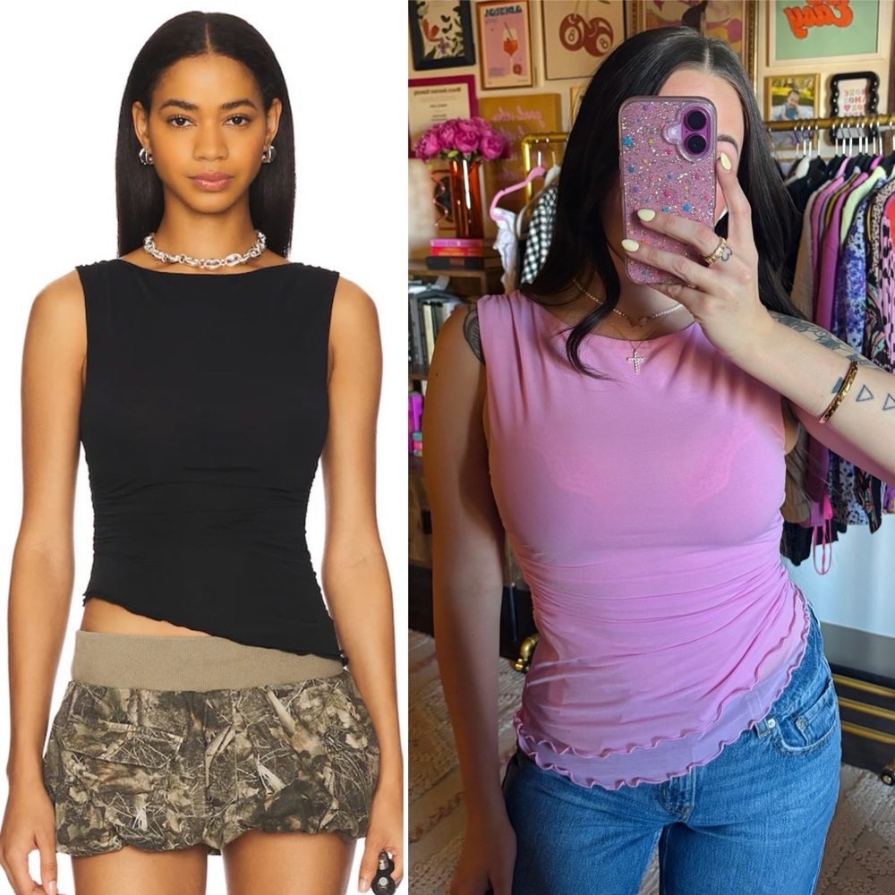 Free People Pink Ash Asymmetrical Tank Top